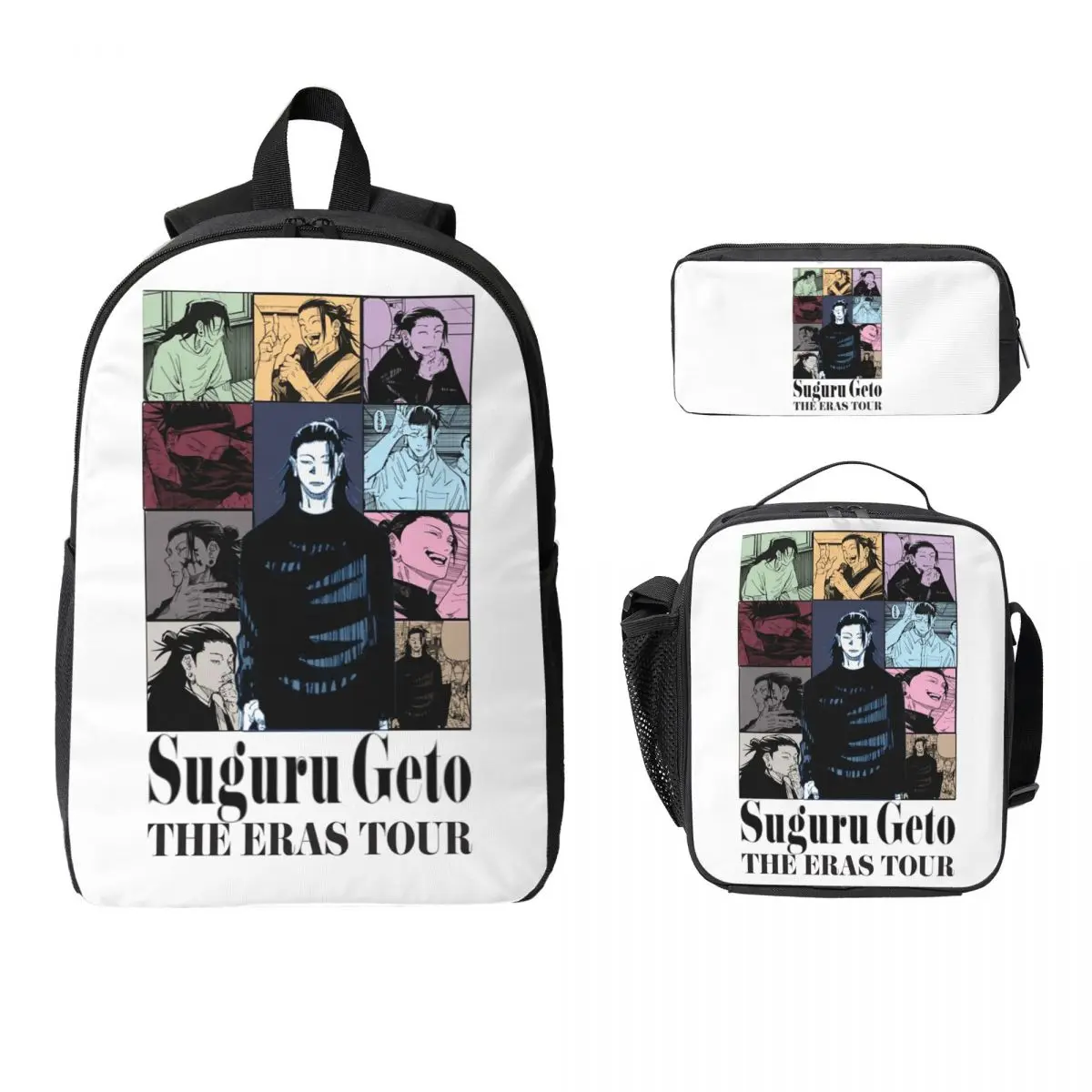 

Jujutsu Kaisen Suguru Geto Anime Girl Dinner Backpack BookBag School Bag Shoulder Bags 3ps Insulated Lunch Bag Pencil Case