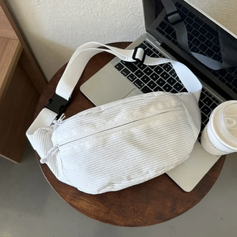 

Corduroy Women Waist Bag Canvas Student Shoulder Crossbody Chest Bag 2025 Fanny Pack Fashion Phone Banana Female Bum Belt Bags