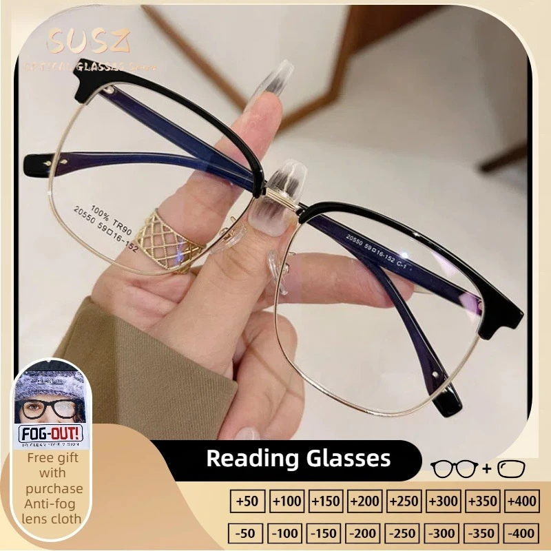 

SUSZ Reading Glasses Eyebrow Frame Myopia Anti Blue Light/Ray Anti Blue Light/Ray Customized Progressive Prescription Eyewear