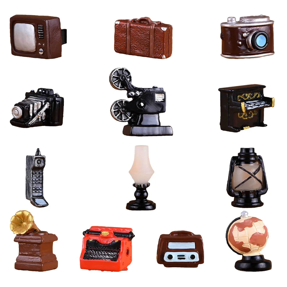 

1Set Retro Piano Phonograph Television Resin Miniature Ornaments Exquisite Home Decorations Kids Room Decor Vintage Resin Crafts