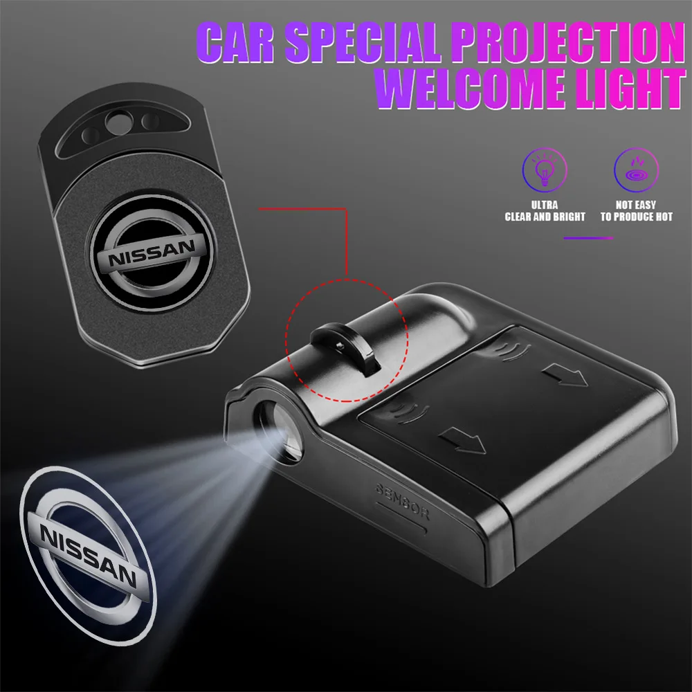 LED Car Door Welcome Light Wireless Projector Lamp AUTO Decor Accessories For Nissan Nismo Tiida Teana GTR 350Z 370Z 240SX Juke