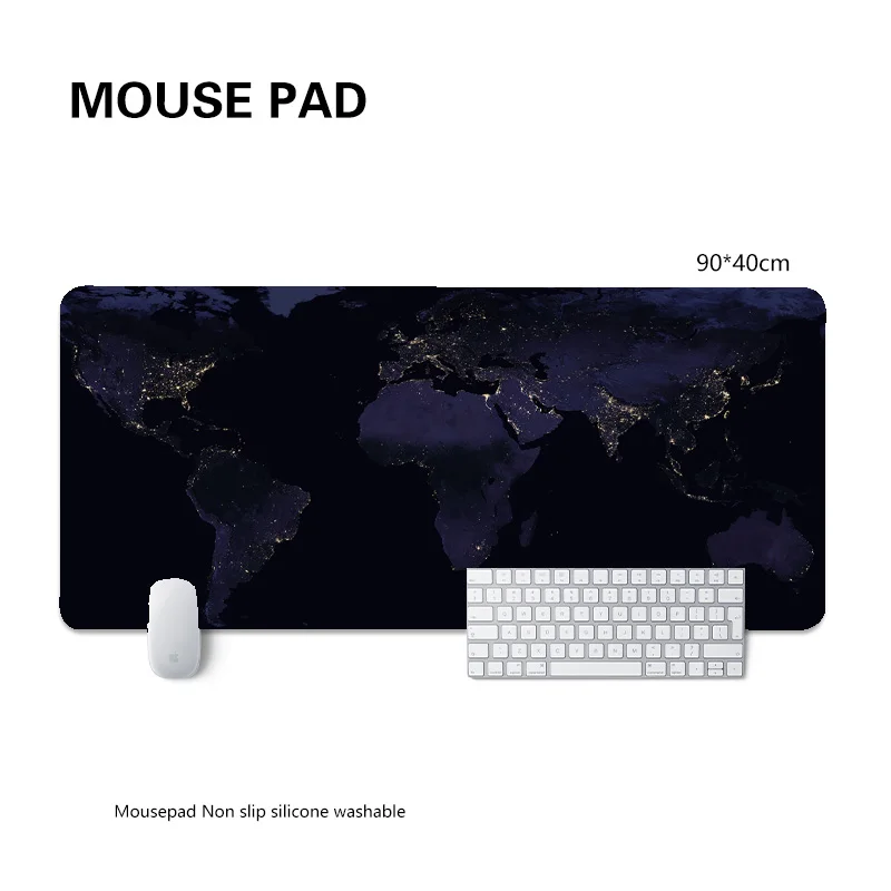 Business Mouse Pad World Map Desk mat Anti-Slip Gamer Large Size 400x900 Mousepads Computer Notebook Gaming Accessories