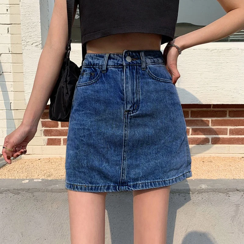 Streetwear Black Women\'s A-Line Skirts Jeans Summer High Waist Mini Skirt Casual Fashion High Street Harajuku Skirts for Women