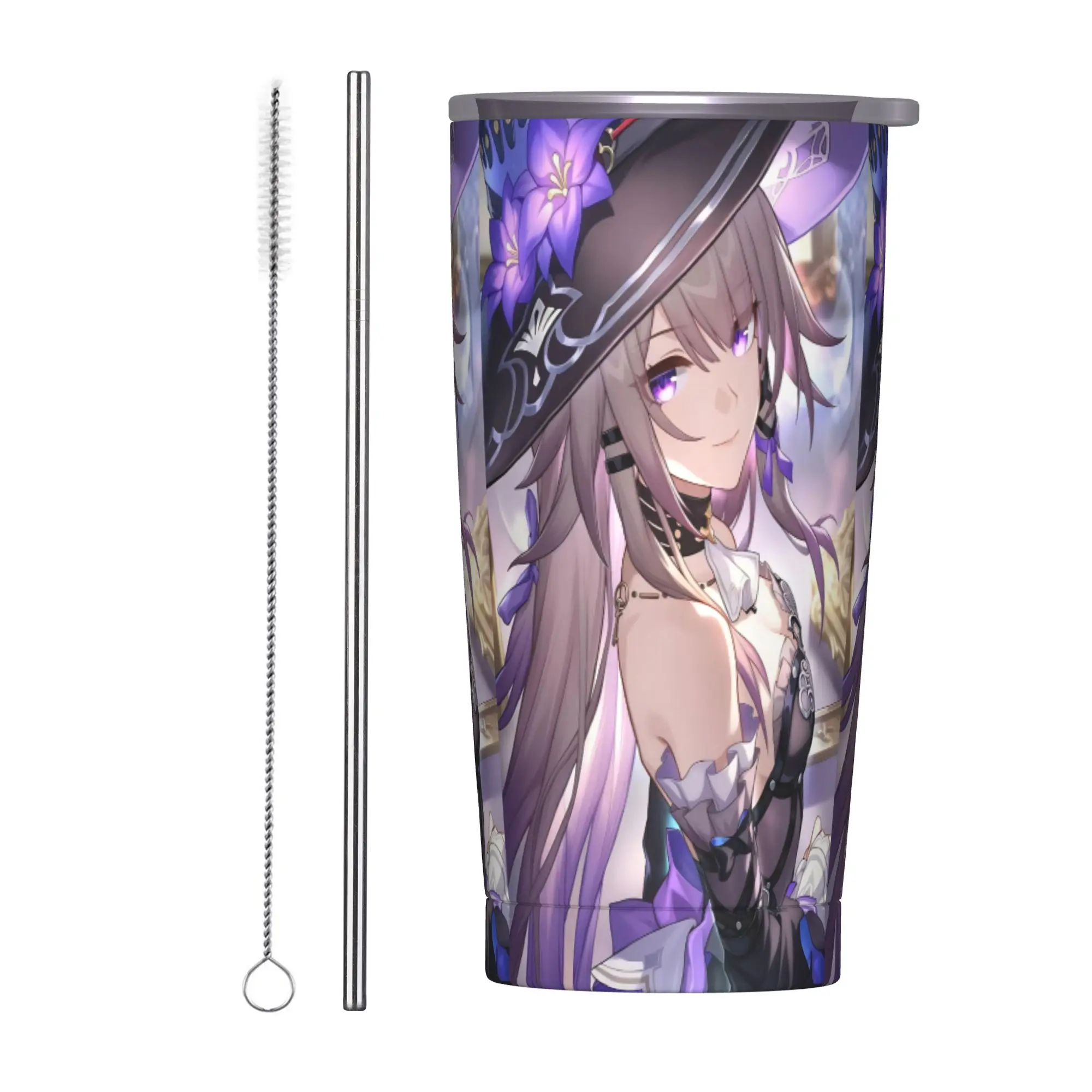 Herta Tumbler Vacuum Insulated Honkai Anime Coffee Cups Stainless Steel School Mug Spill Proof, 20oz