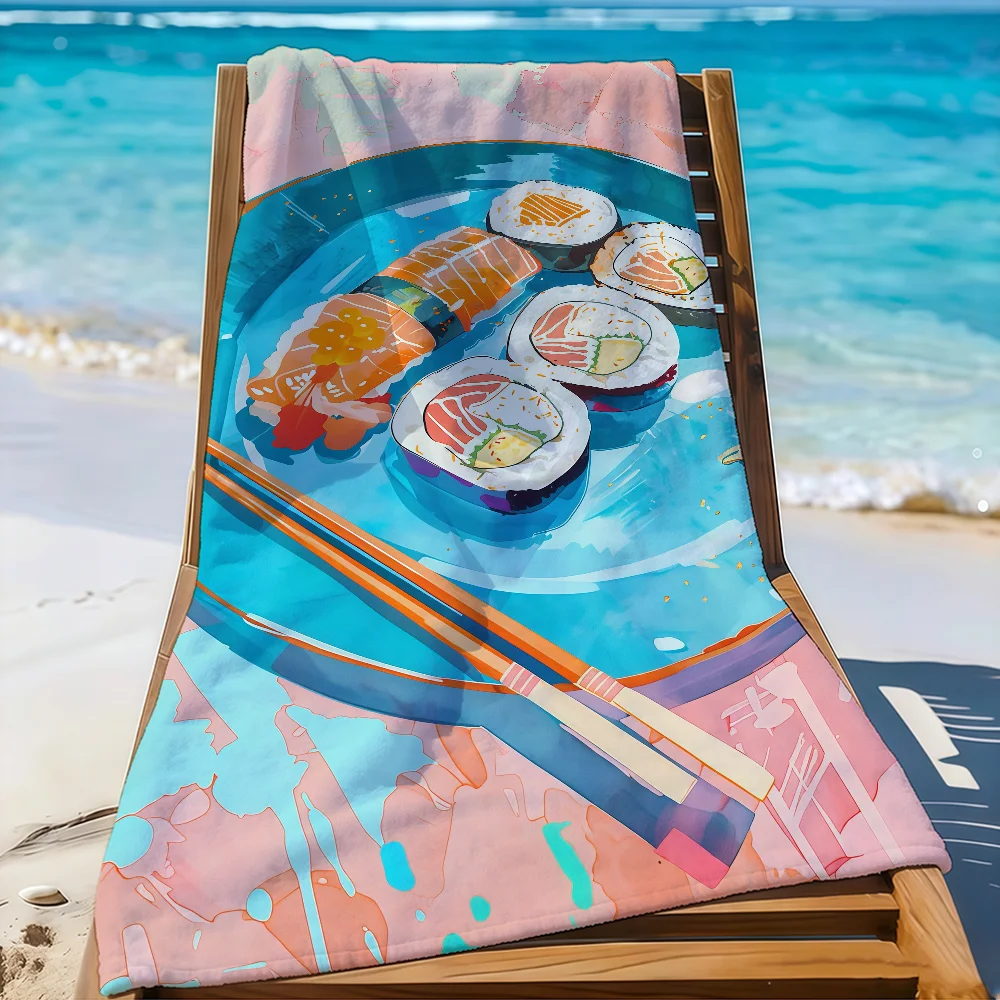 Delicious sushi pattern Towel Towel Beach Towel Travel Shower Quick-Drying Soft Same Style Men Women Sports