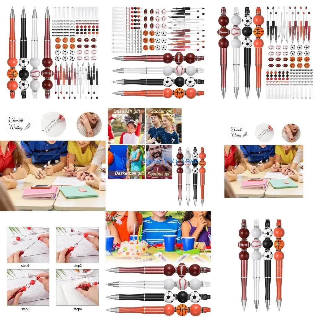 

U75B Pendant Bead Pens Shaft Rollerball Pens Kids Students Office School Supplies