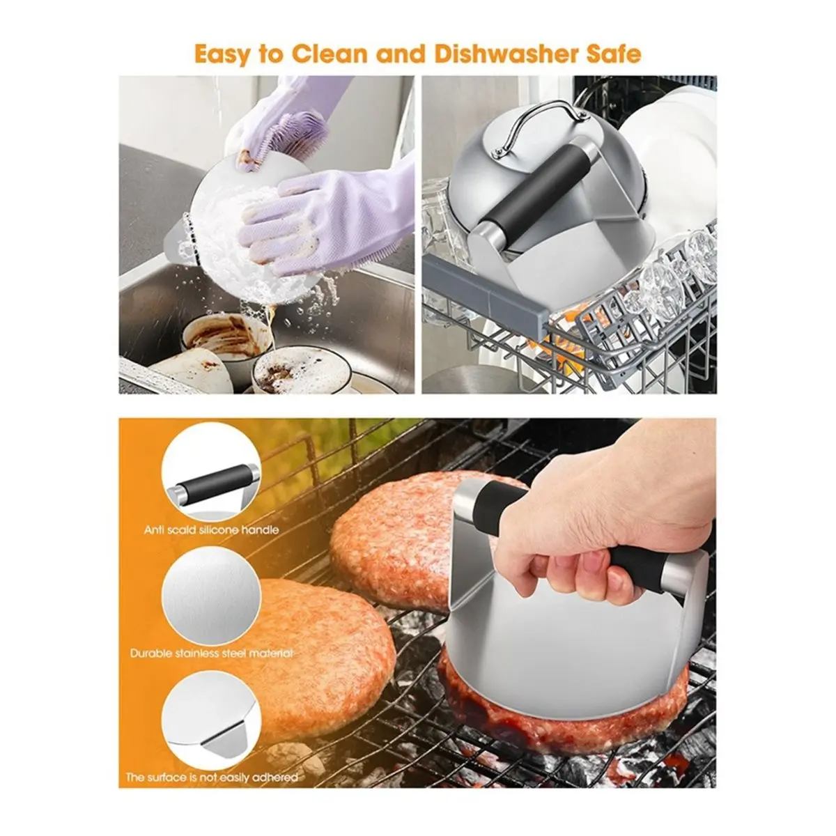 2026 New 5Pcs Smashed Burger Press Kit,Cooking Burger BBQ Cookware Set,Barbecue Tool Set for Cookout, BBQ, Griddle, Grill
