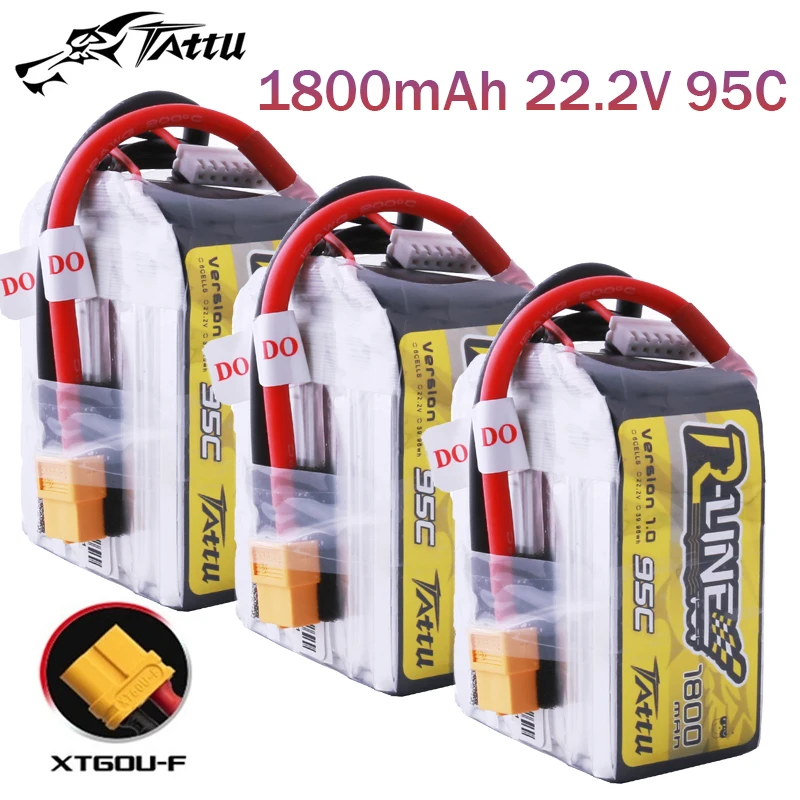 

3PCS TATTU-R-LINE 1.0 1800mAh 22.2V 95C LiPo Battery For RC Helicopter Quadcopter FPV Racing Drone Parts With XT60 Plug