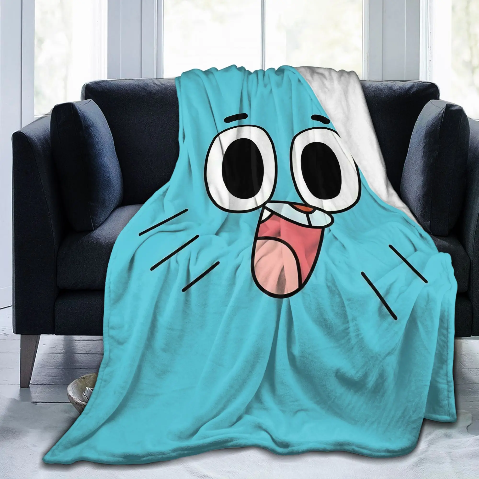 Gumballs Face Flannel Blanket Custom Throw Blankets for Bed Sofa Couch 150*125cm Plush Thin Quilt,