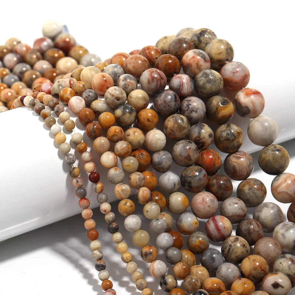 1 Strand Natural Stone Beads Crazy Agates 4/6/8/10/12mm Round Loose Beads For Jewelry Making DIY Bracelet Earings Accessories