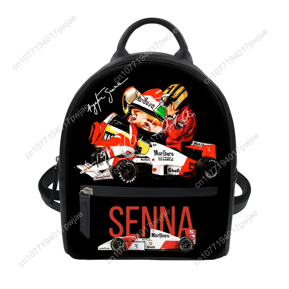 Ayrton Senna Racing Graphics Custom Mini Small Backpack Purse Carter Schoolbags Double Shoulder Bag Mini Leather Travel Bag
