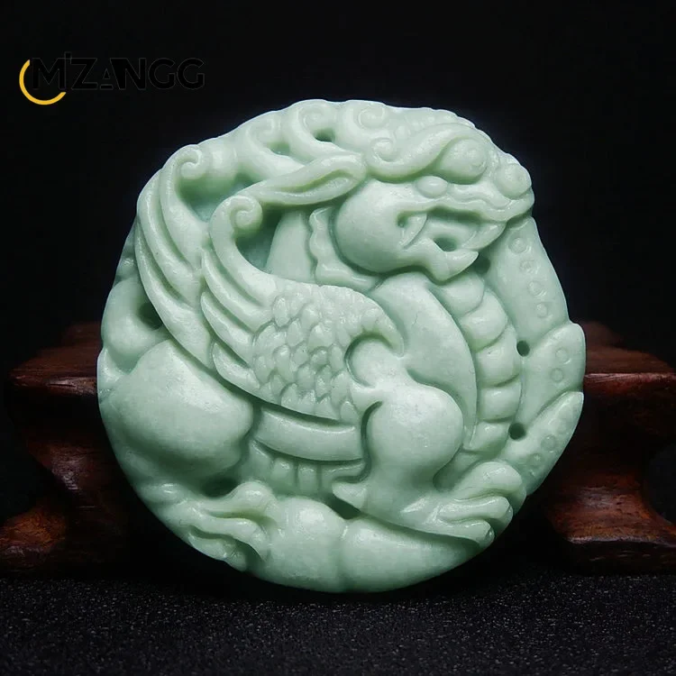 Natural Green Jade Majestic Flying Qilin Pendant Hand-carved Men's and Women's Fashion Charm Jewelry Mascot Gift