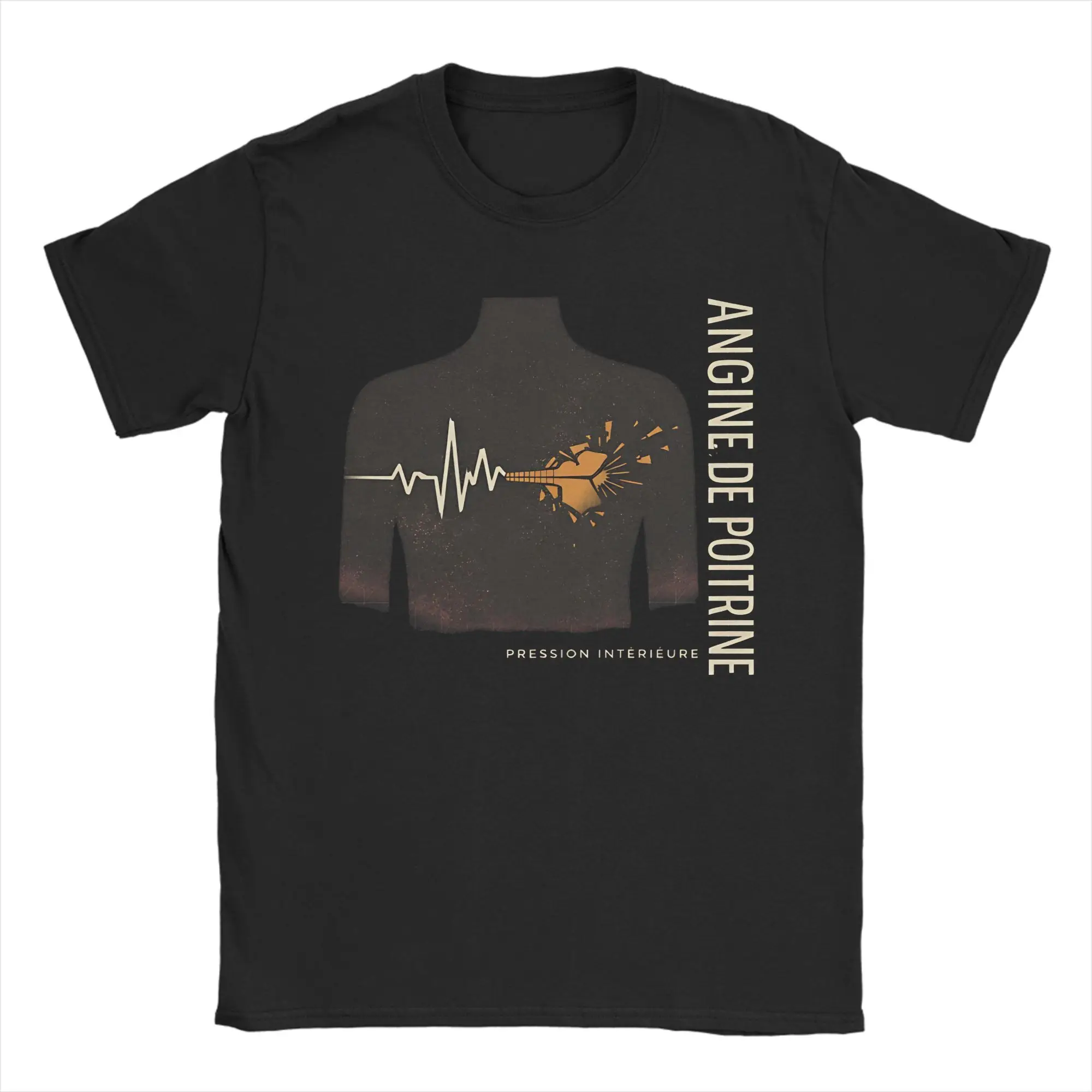 Funny Heart touching angine de poitrine  T-Shirt Men Cotton Short Sleeve  Crewneck Summer Clothes