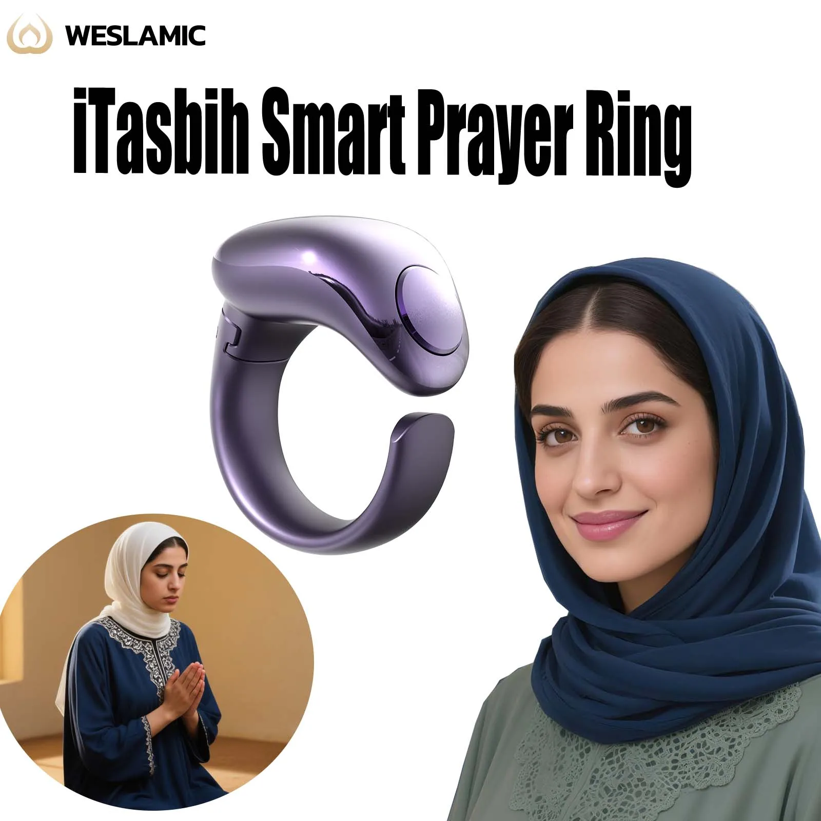 

WESLAMIC iTasbih Ramadan 2026, ежедневное молитвенное использование Bluetooth Tasbih с бесшумным режимом вибрации для исламского языка