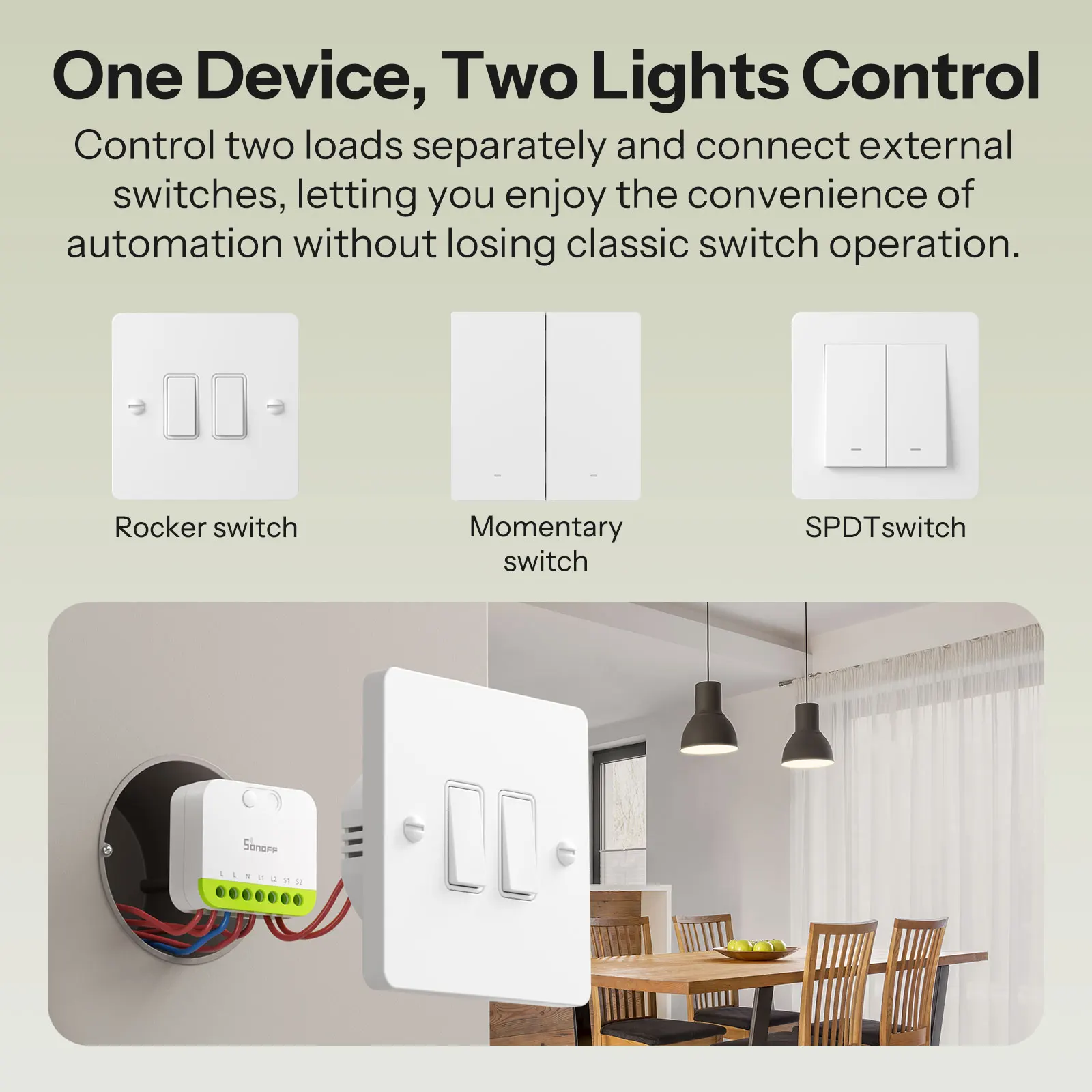 SONOFF MINI-ZB2GS MINI DUO 2-Gang Zigbee Smart Switch Dual Load Control Zigbee 3.0 Compatibility Signal With Multiple Zigbee Hub