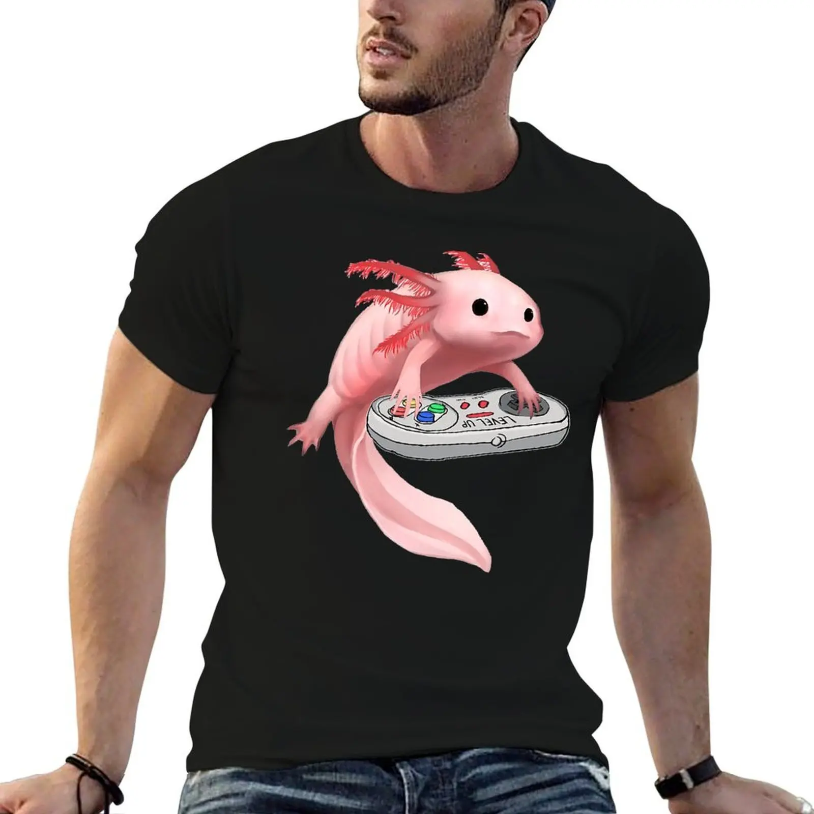 

Axolotl Fish Playing Video Game Funny Axolotl Lizard Gamers T-Shirt t shirts for man pack white t shirt man designer T-Shirt