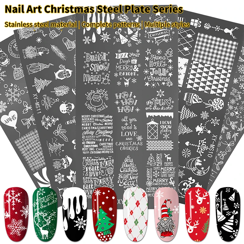 

New Year Christmas Nail Stamping Plates Celebration Series Snowman Pattern Stainless Steel Nail Art Manicure Template