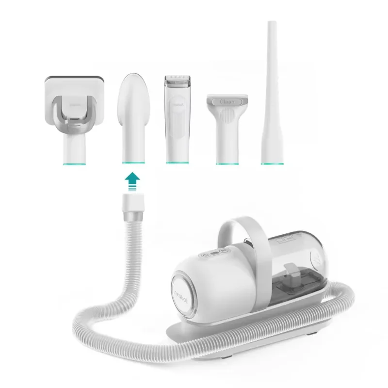 Neabot Dog Grooming Kit Innovative Pet Vacuum Cleaner with Crevice Tool Brush Trimming 5 in 1 for Clipper of All Pet Hair