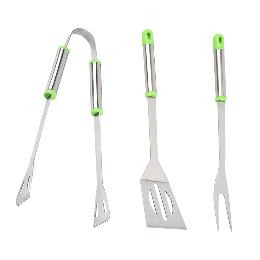 

Professional BBQ Tool Set Stainless Steel Grill Fork Spatula Tong Compact Lightweight Suitable Outdoor Camping Picnic