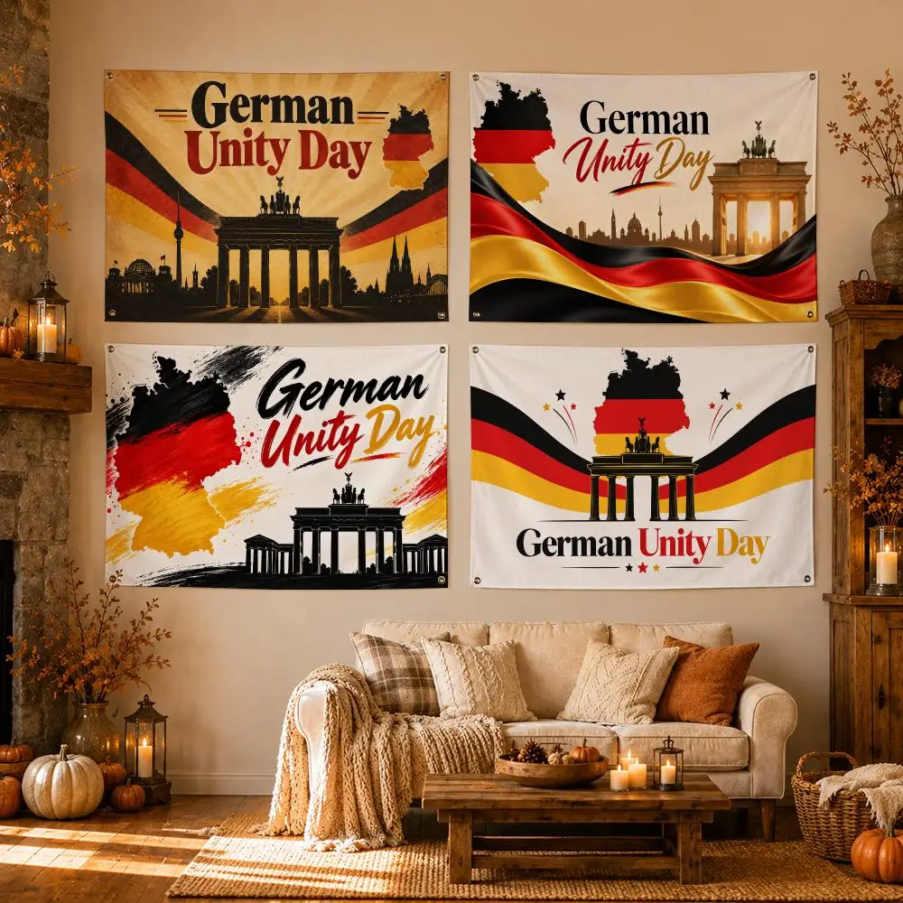 Drapeaux pour la Journée de l'Unité allemande, drapeaux pour chambre, maison, extérieur, décoration murale, impression pour concert, bannière artistique