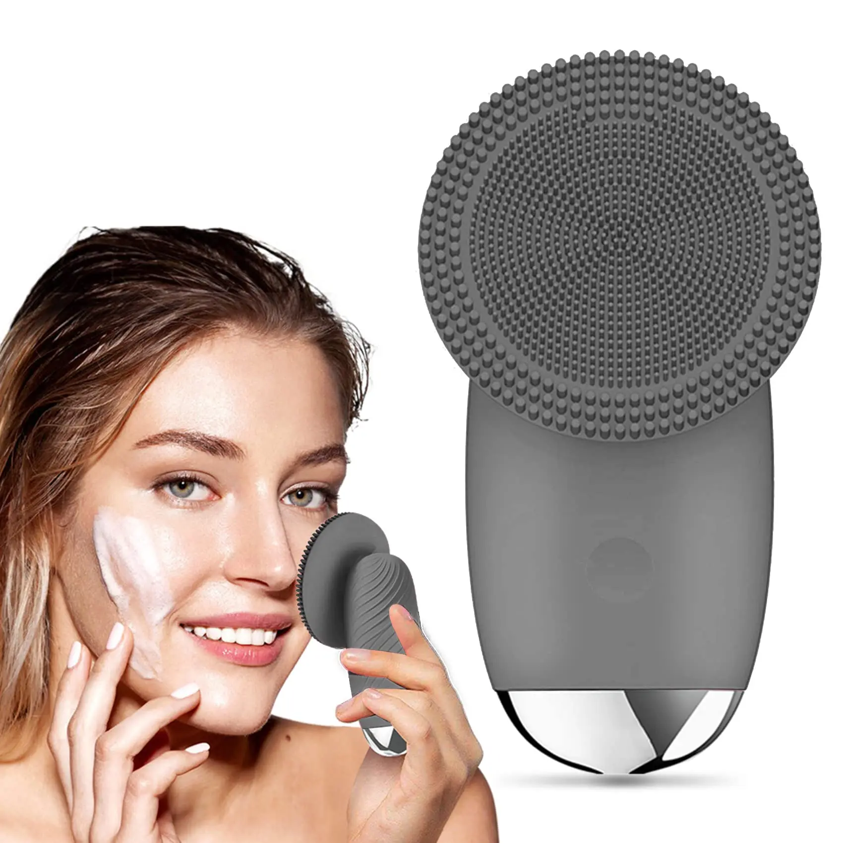 Electric Silicone Facial Cleansing Brush Sonic Face Brush Massager for Makeup Remover Deep Cleaning Exfoliating Skin Caring Gift