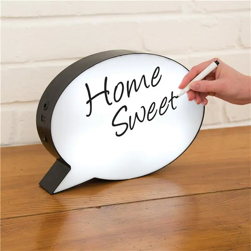 Led Message Handwriting Letter Light Box Speech Bubble Shape Writing Board Add 1 Pen For Birthday Party Wedding