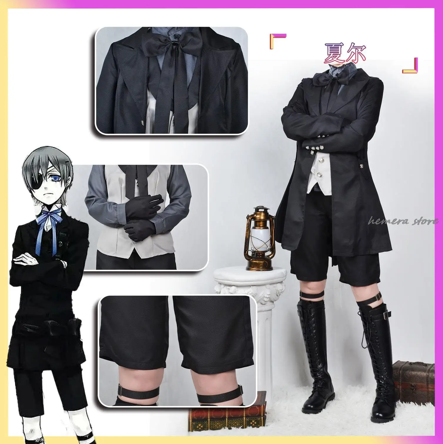 Black Butler Ciel Phantomhive Cosplay Costume, Anime japonais, Halloween, Carnaval Party, Uniforme sûr pour homme, Dropshipping