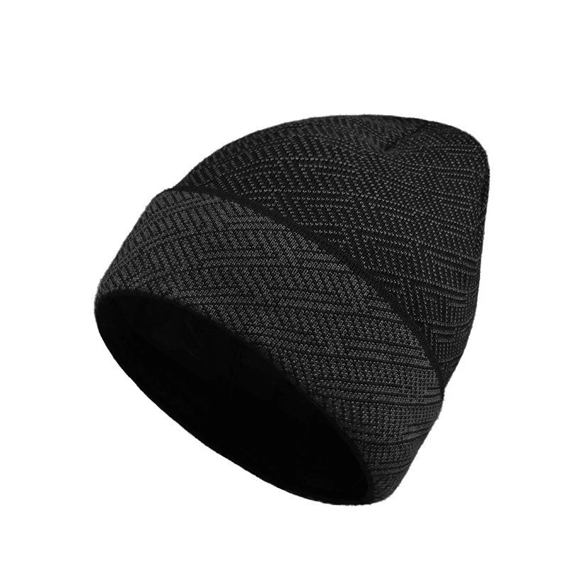 Winter Cycling Earflaps Woolen Cap Men's Autumn and Winter Knitted Hat Lengthened Sleeve Cap Thickened Fleece-Lined Heat