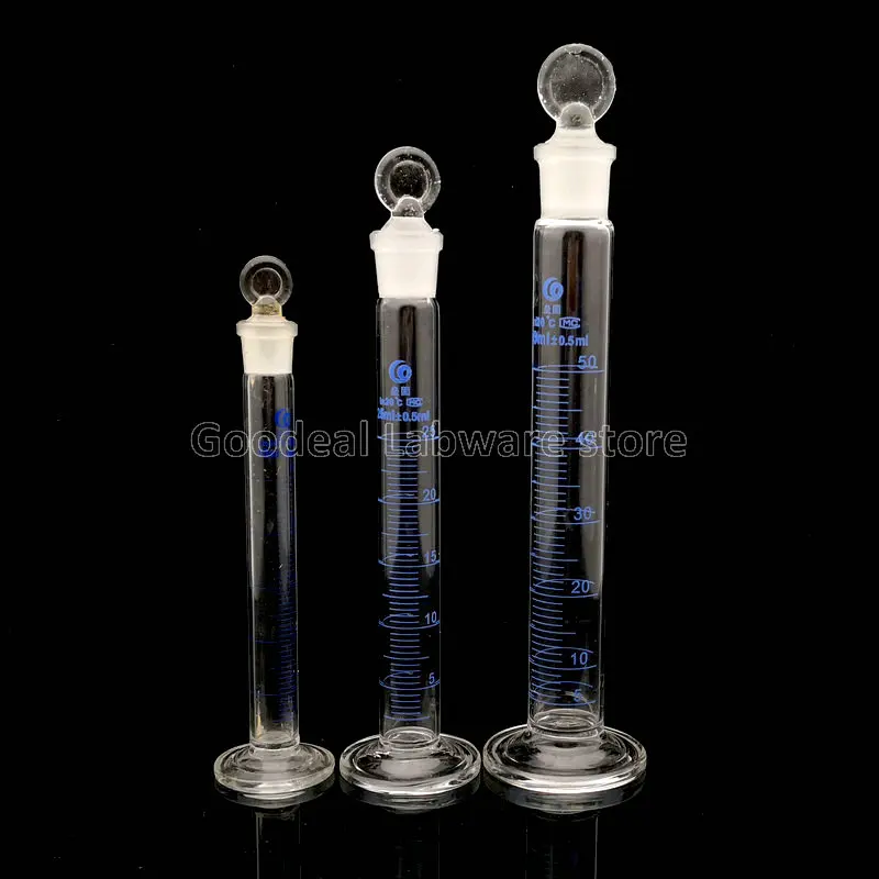 10ml-1000ml Leikaw Graduated Glass Measuring Cylinder with Plug Whole Sale Glass Container  chemistry laboratory equipment