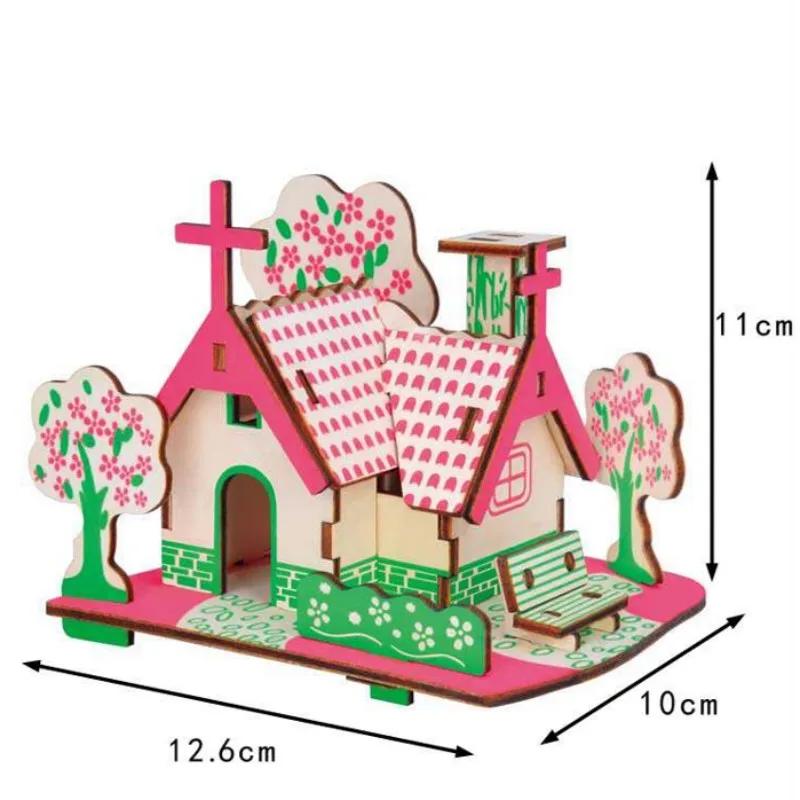 OUZEY 19 مجموعات ثلاثية الأبعاد لغز خشبي للأطفال لتقوم بها بنفسك تجميع لعبة مصغرة بناء نموذج لمنزل هدية عيد الأطفال والكريسماس #2
