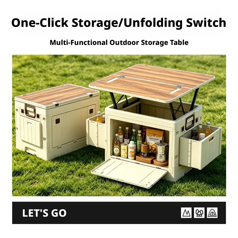 Large, Multi-functional, Foldable Storage Box for Outdoor Camping, Suitable for Car Back Seats, Portable.