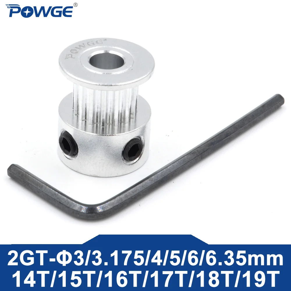 POWGE GT 14 15 16 17 18 19 Teeth 2MGT 2GT Timing Pulley Bore 3/3.175/4/5/6/6.35mm for belt width 6/10mm 14T 15T 16T 17T 18T 19T 