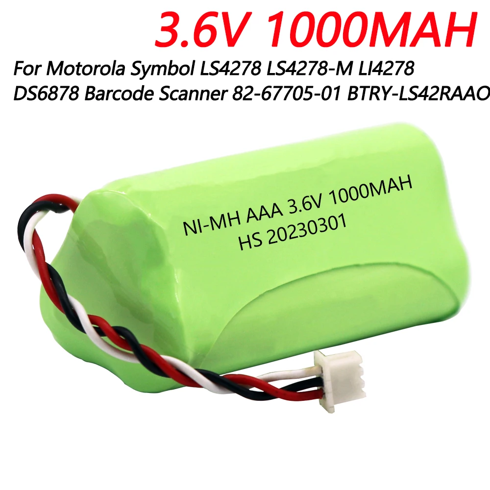 3.6V 1000mAh Bar Code Scanner Battery for Motorola Symbol LS4278 LS4278-M LI4278 DS6878 Barcode Scanner 82-67705-01 BTRYLS42RAAO