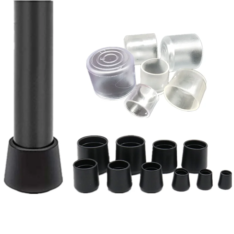 블랙 의자 테이블 피트 라운드 스틱 파이프 튜브 엔드 커버 캡, PVC 고무 무소음 내마모성 미끄럼 방지 외부, 16 개/세트