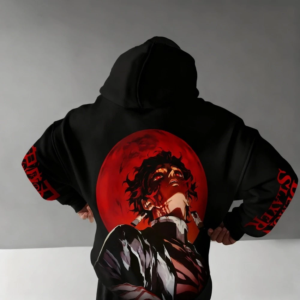 Felpa con cappuccio da uomo Demon Slayer Kamado Tanjirou Agatsuma Anime Primavera Autunno Inverno Ragazzo Comfort Abito genitore-figlio a maniche lunghe