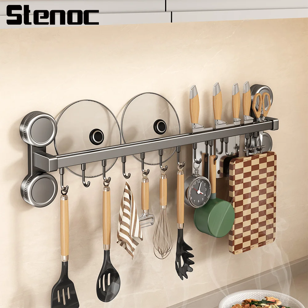 Soporte de pared con ventosa sin perforaciones para cocina, organizador de utensilios de cocina, soporte para tablas de cortar