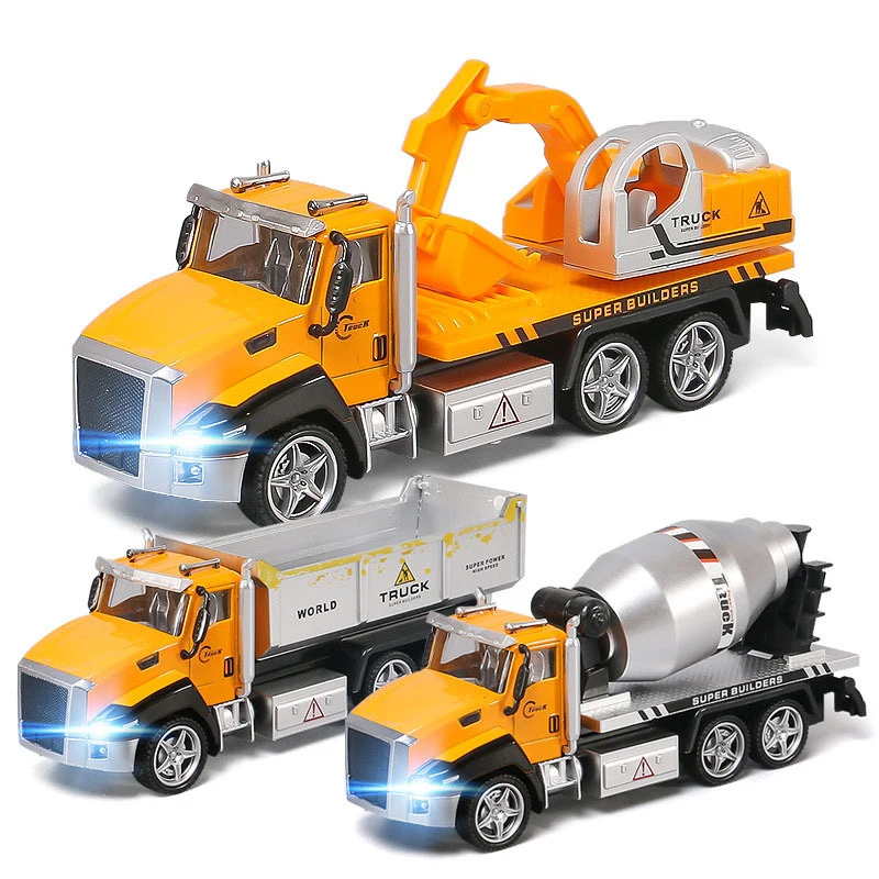 1:42 Toys Alloy Car Engineering Vehicle Model Excavation Mixer Diecast Kids Children Gift Collection Simulation Toys For Boys