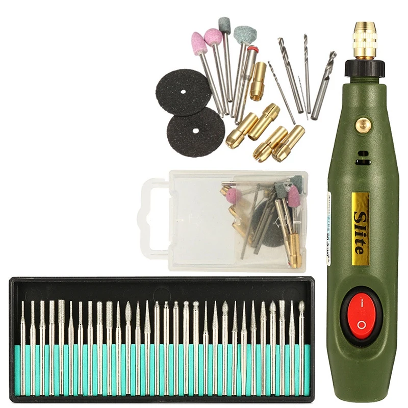 Portable Mini Electric Wood Carving Tool Set + 30Pcs Diamond Wood Carving EU Plug