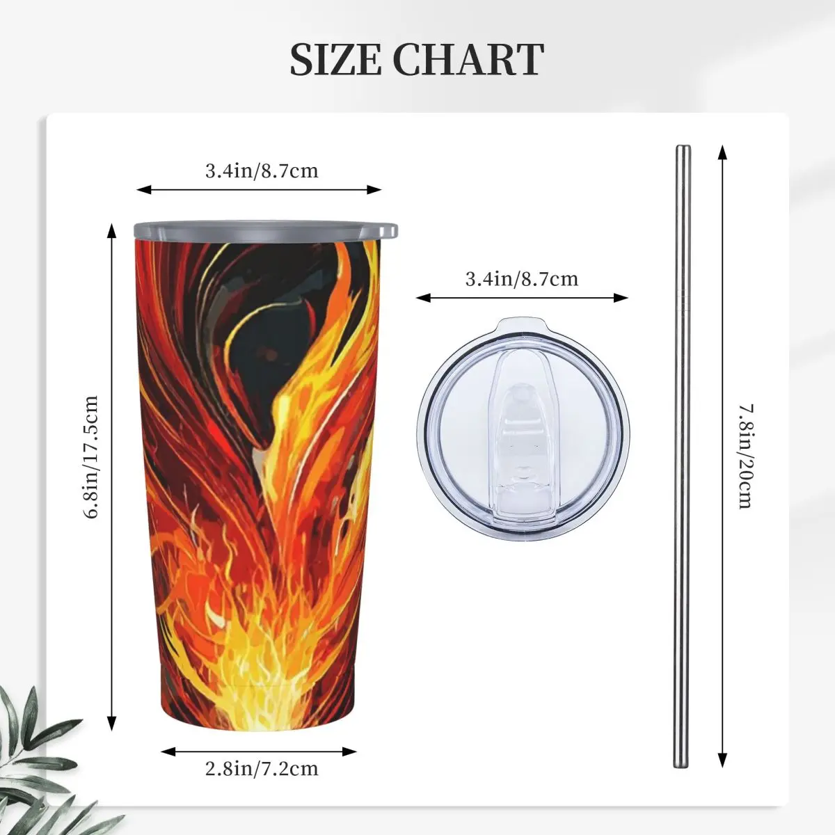 Symphony Abstract Fire Flame Art Stainless Steel Tumbler Vacuum Insulated Mug Thermal Cold Cup Straws With Lid 20oz