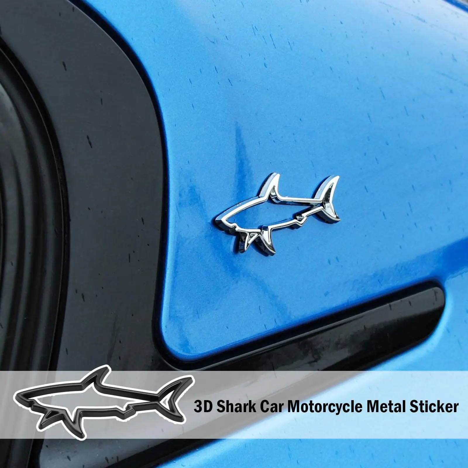 3 colors 3D Metal Car Styling Sticker Hollow Fish Shark Emblem Badge Decals Automobiles Motorcycle Computer Fuel Cap Accessories