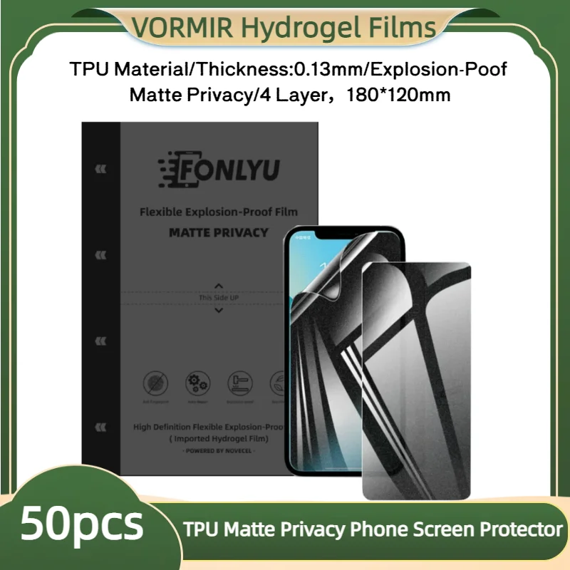 

VORMIR 50pcs TPU Matte PrivacyFlexible Hydrogel Film Mobile Phone Screen Protective Protector for Blade Plotter Cutting Machine