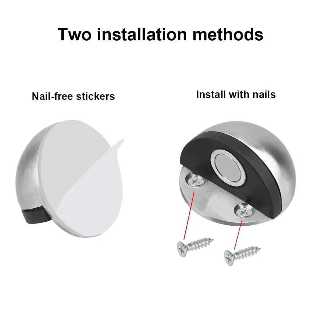 توقف الباب المغناطيسي، سدادة باب من الفولاذ المقاوم للصدأ، حامل أبواب لتحسين المنزل، أجهزة أثاث حاجز الباب المخفية #2