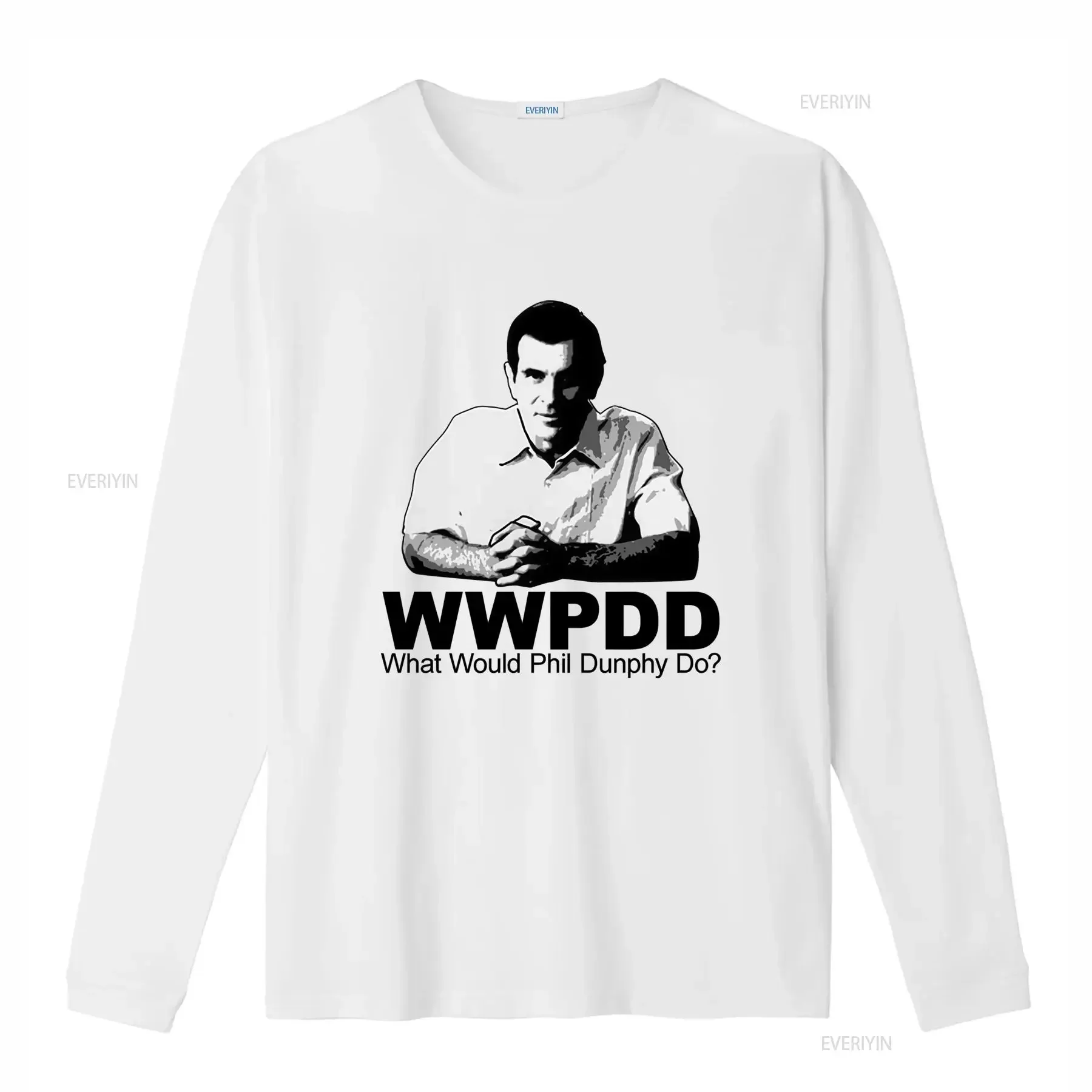 Men'S Modern Family Phil Dunphy Funny TV Show T Shirt White with Black WFPDD Text Casual Round Neck Soft Breathable Fabric