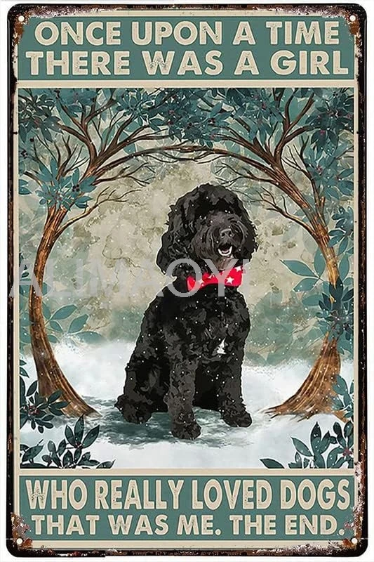 Funny Metal Tin Sign Black Cockapoo There Was A Girl Who Really Loved Dogs Poster Funny Tin Signs Bar Decorations Art P Alu sign
