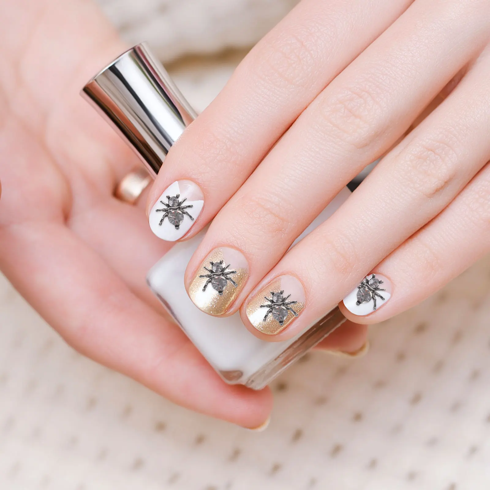 

100 Pcs Metal Nail Decorations Shape Compact Size Halloween Christmas Wedding Birthday New Year Nail Art Charms