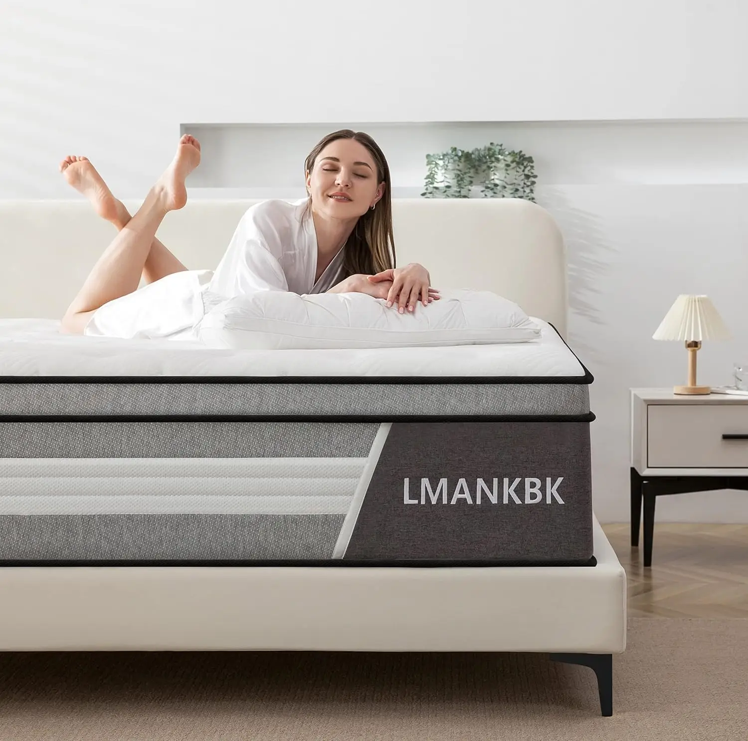 Matelas hybride à ressorts intérieurs, 10 pouces, dans une boîte, avec mousse à mémoire de forme en gel, enveloppé entièrement