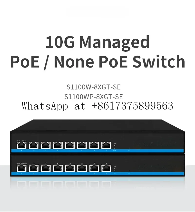 Premium 10 G Ethernet Switch, 8×10 Gbps RJ 45 Ports, Po E / Non-Po E Optional, Plug & Play, 10000 Mbps Network Switch