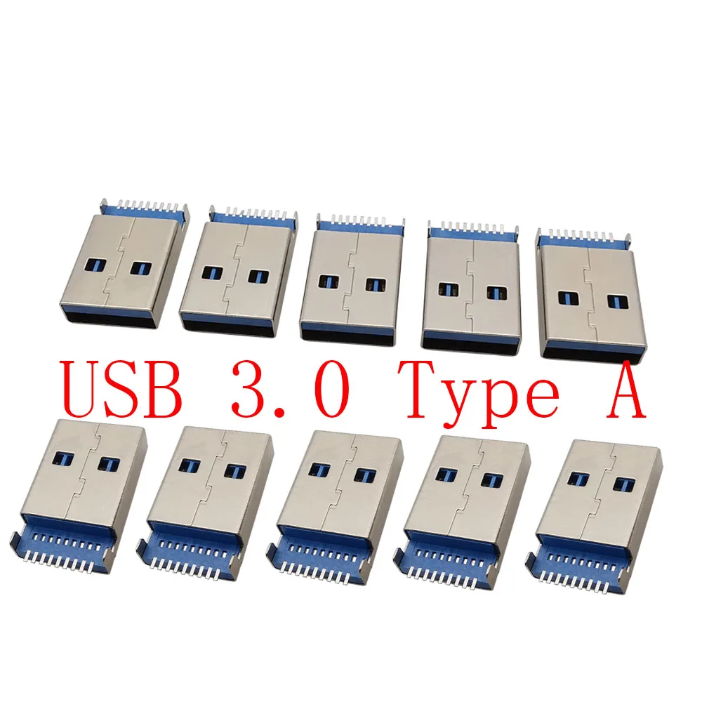 5/10Pcs USB 3.0 Type A Male Plug Connector SMT SMD 9 Pin DIY USB Port Jack Charging Socket Adapter For DIY