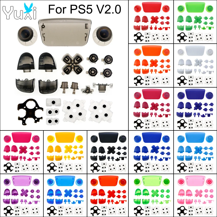 

YuXi For PS5 Controller V2 Thumb Sticks Analog Grip L1 R1 L2 R2 Triggers Dpad ABXY Button & Conductive Rubber For P5 2.0 Handle