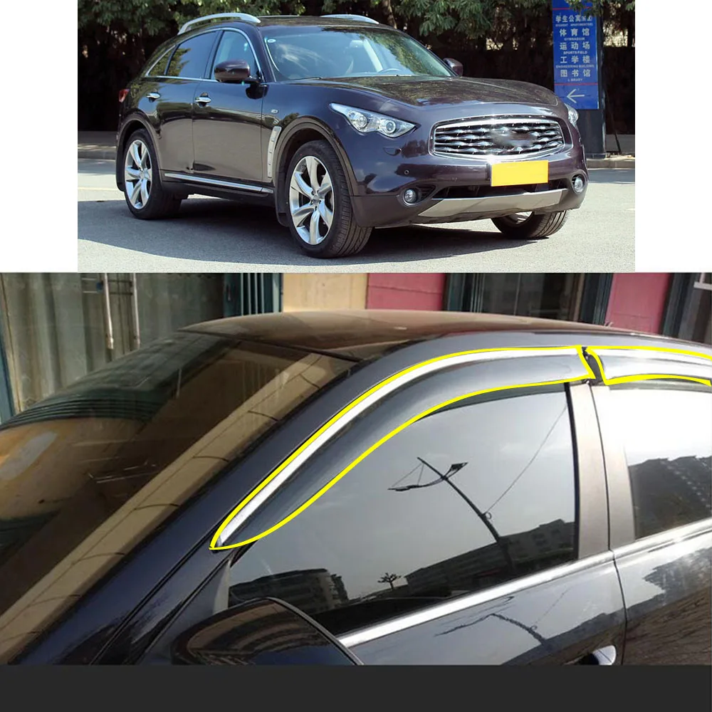 Sticker Window Glass Wind Visor Rain/Sun Guard Vent For INFINITI FX35 FX37 FX50 FX-Class S51 2010 2011 2012 2013 2014 2015